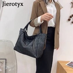 JIEROTYX Leather Handbags Bg Women Bags High Quality Trunk Tote Spanish Brand Shoulder Bag Femals Gothic Dark Skull Large