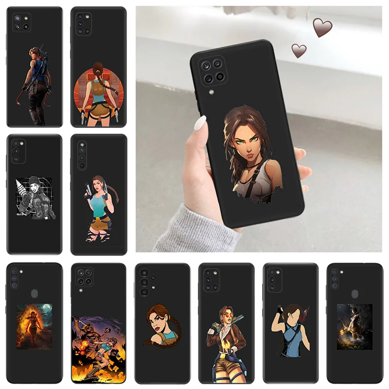 Phone Case for Samsung Galaxy A31 A32 A33 A34 A51 A52 A53 A54 A71 A52S A72 A73 4G 5G Tomb Raider Shell Black Cases Cover