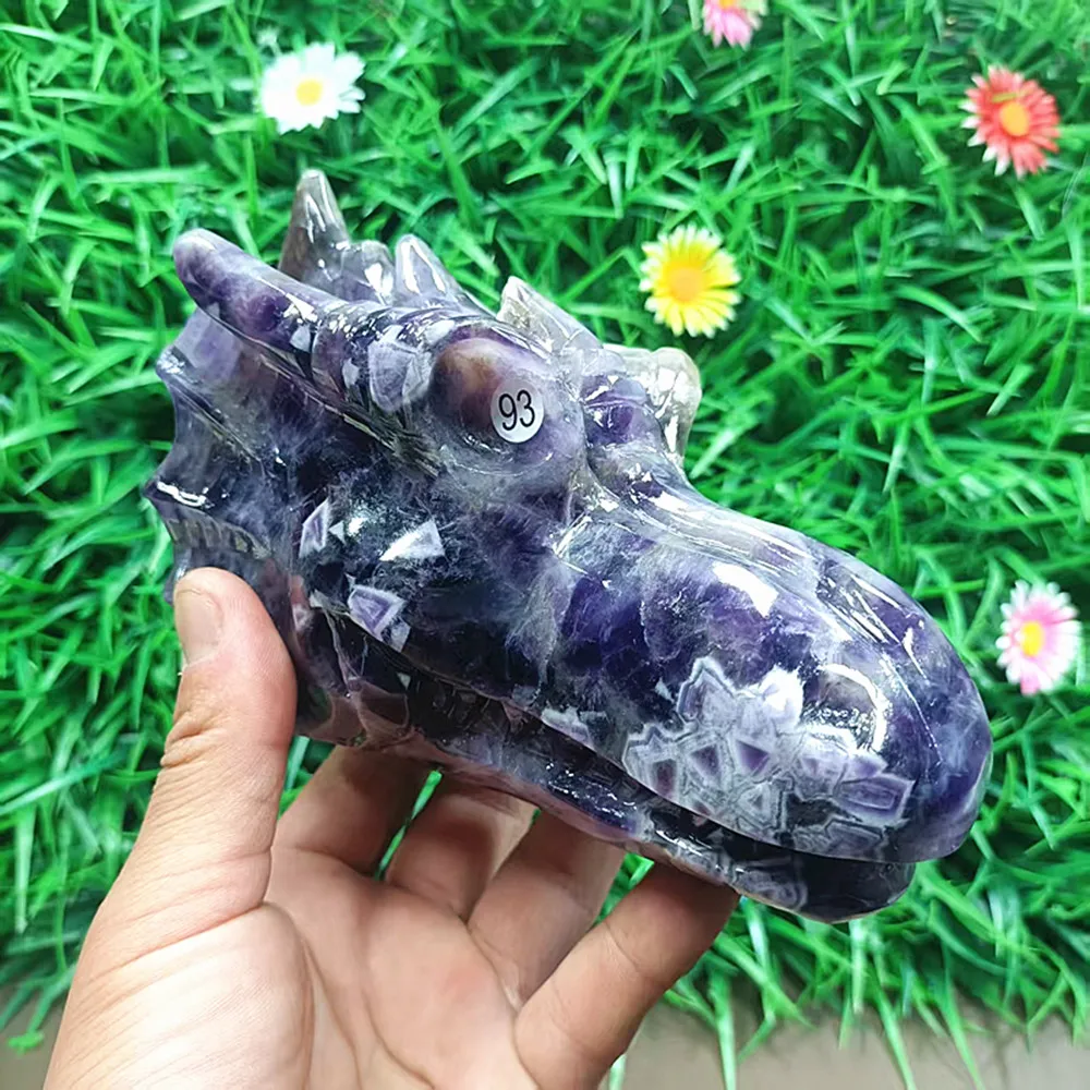 Reiki Chakra Healing Tablet, Natural Quartz Crystal Energy, Dream amethyst carved, Meditation, Home Decor, 2145G