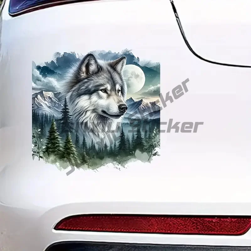 

Fantasy Wolf and Forest Landscape Waterproof Car Decorative Decal, Suitable for Cars, Laptops, Bumpers, Helmets, Glass Window