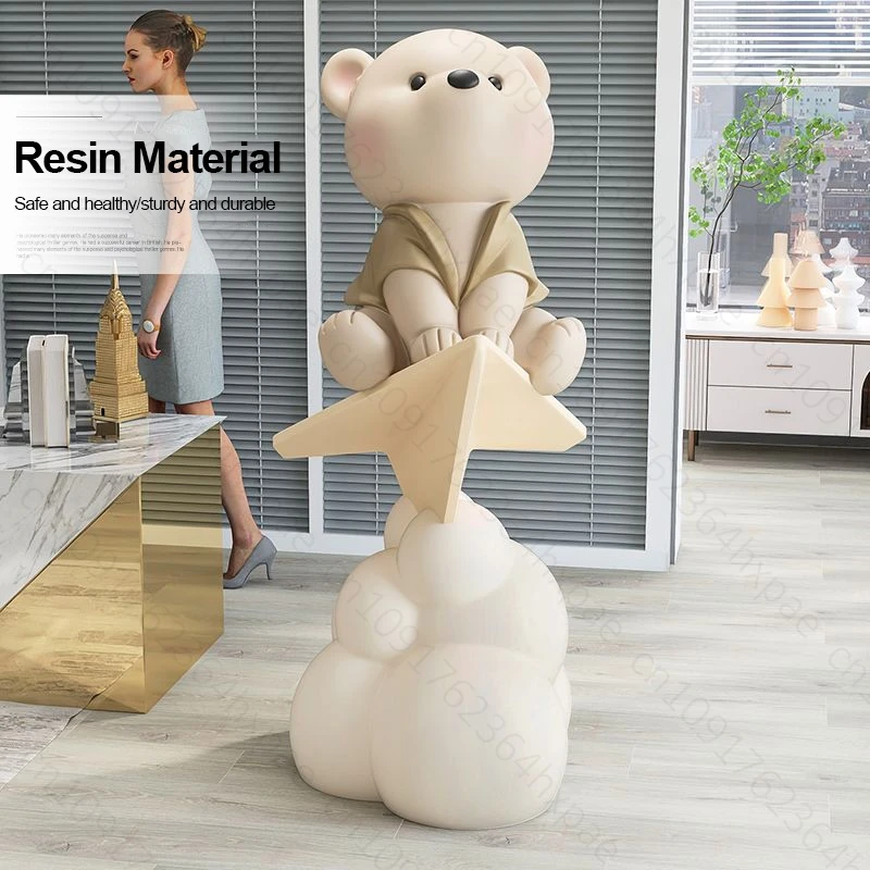 

Home Decor Cute Bear Art Statue Decoration Large Interior Figurine Creative Floor Sculpture For Living Room Standing Ornaments