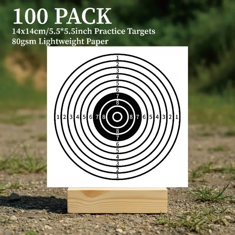 Paquet de 100 cibles d'entraînement en papier carrées 14x14cm, 80g, légères, pour l'entraînement en gros et la consommation