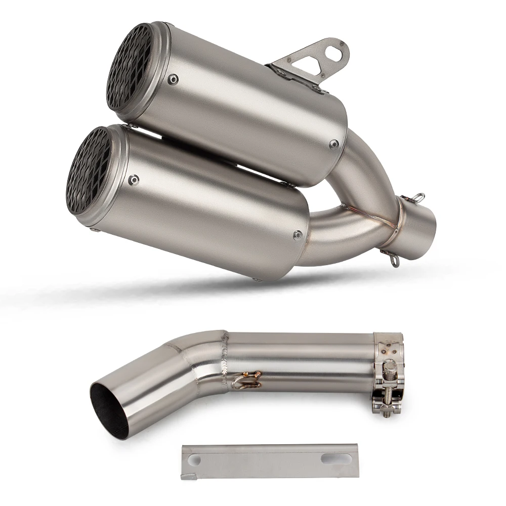 

STLFFor BENELLI 752S 752 S Motorcycle Exhaust Modify Full Stainless Slip on Line Mid Tail Link Pipe Double Exit With Net Muffler