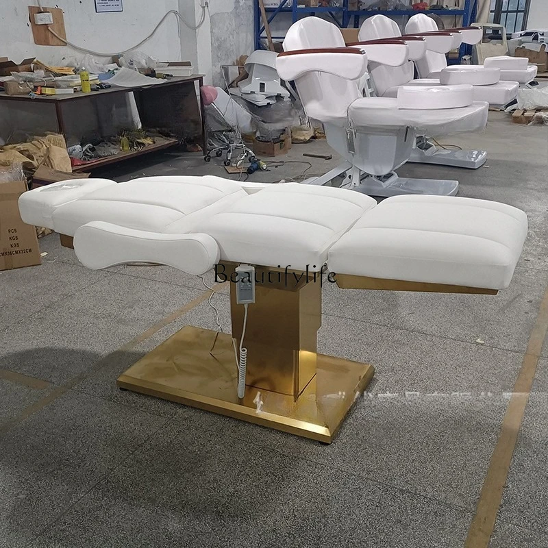 *سرير فحص الأسنان الكهربائي الذهبي عبر الحدود قابل للطي ومستحضرات التجميل والتطريز #5