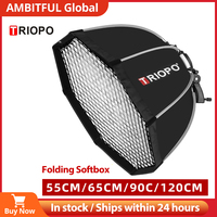 Triopo 55cm 65cm 90cm 120cm Speedlite Portable Octagon Umbrella Softbox + Honeycomb Grid Outdoor Flash Soft Box for Canon Godox