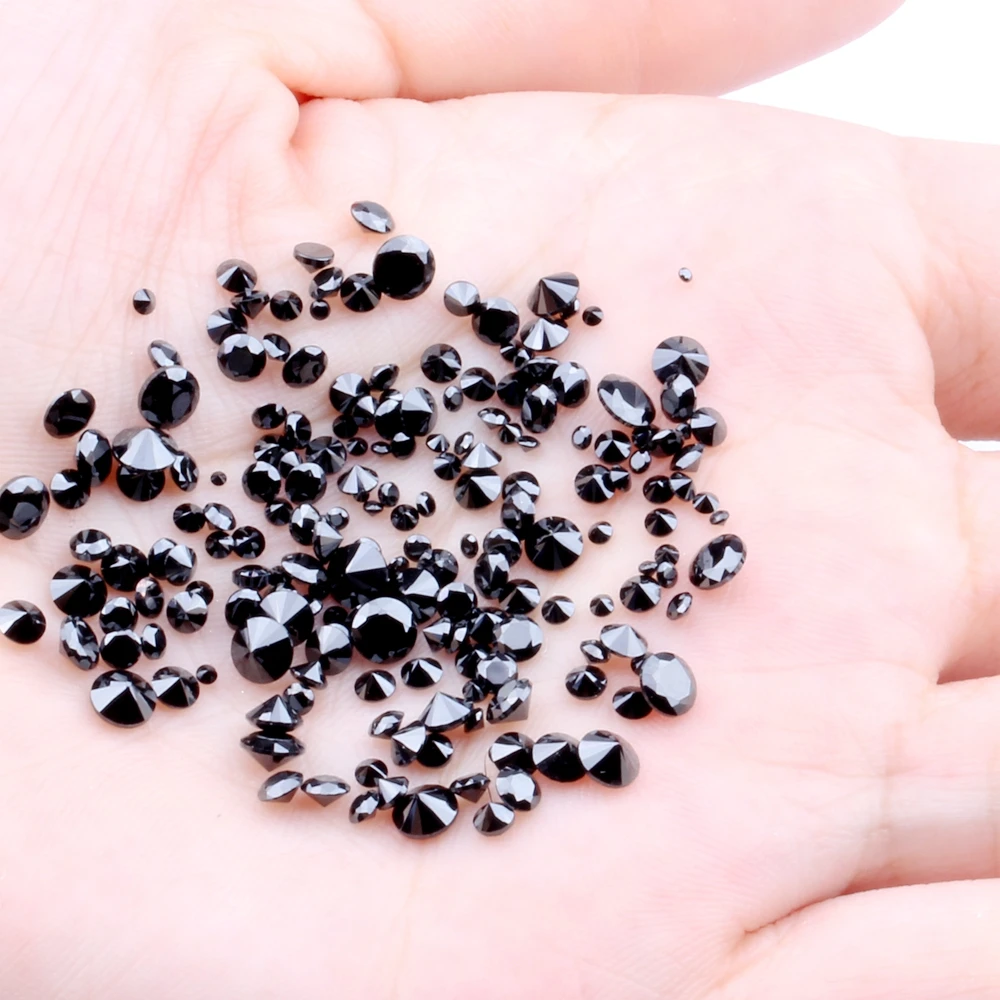 100pcs 1mm-4mm And Mixed Sizes 5A Round Beads Cut CZ Stone Brilliant Black Color Cubic Zirconia Synthetic Gems stone