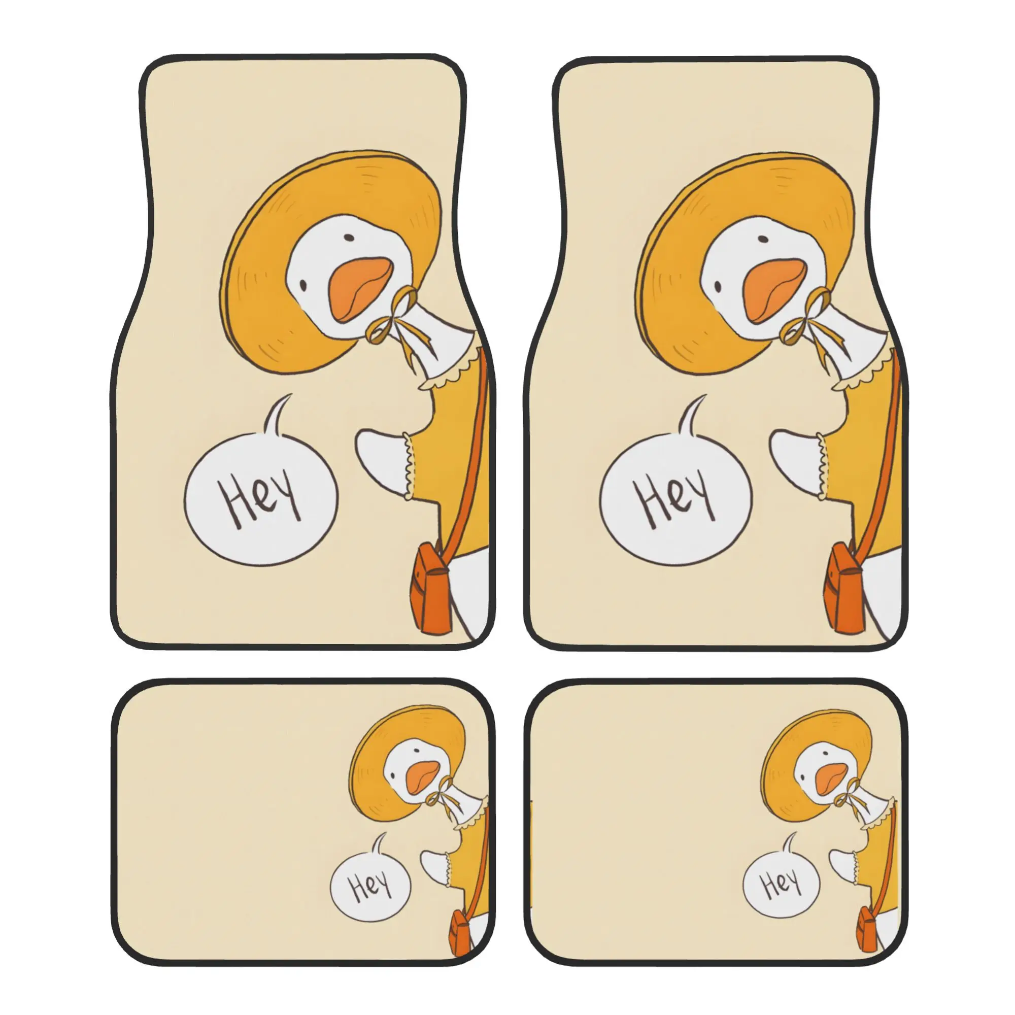 4pcs Snowy Duck Pattern Premium Car Floor Mats - Universal Fit, Easy-to-Clean Complete Car Interior Accessories, Playful Design