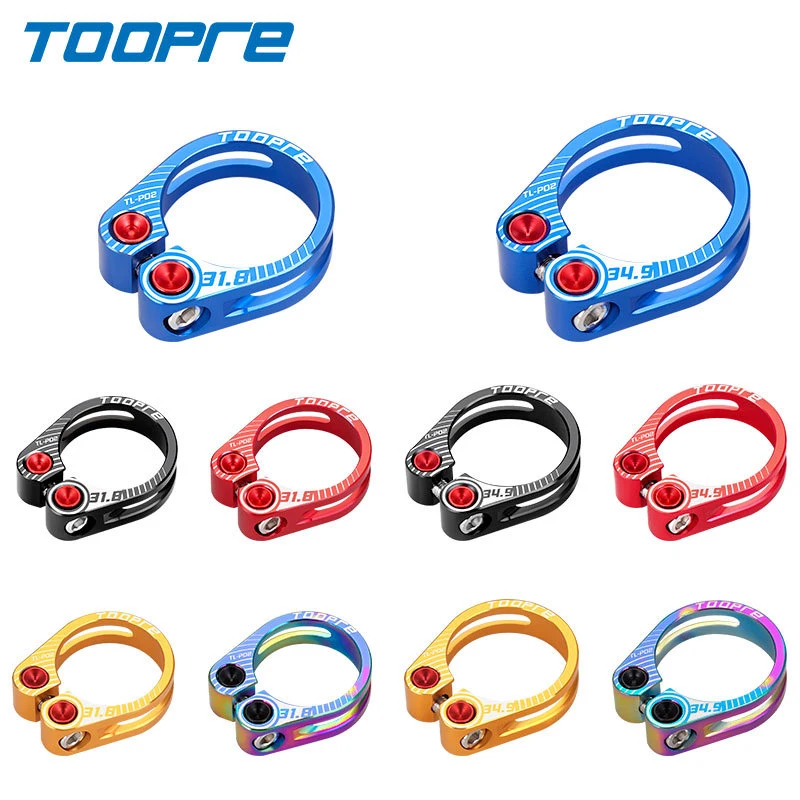 2022 New TOOPRE 5 Colors Hollow Aluminum Alloy Bicycle Seatposts Clamps 31.8mm/34.9mm MTB Bicycle Accessories 17/18g