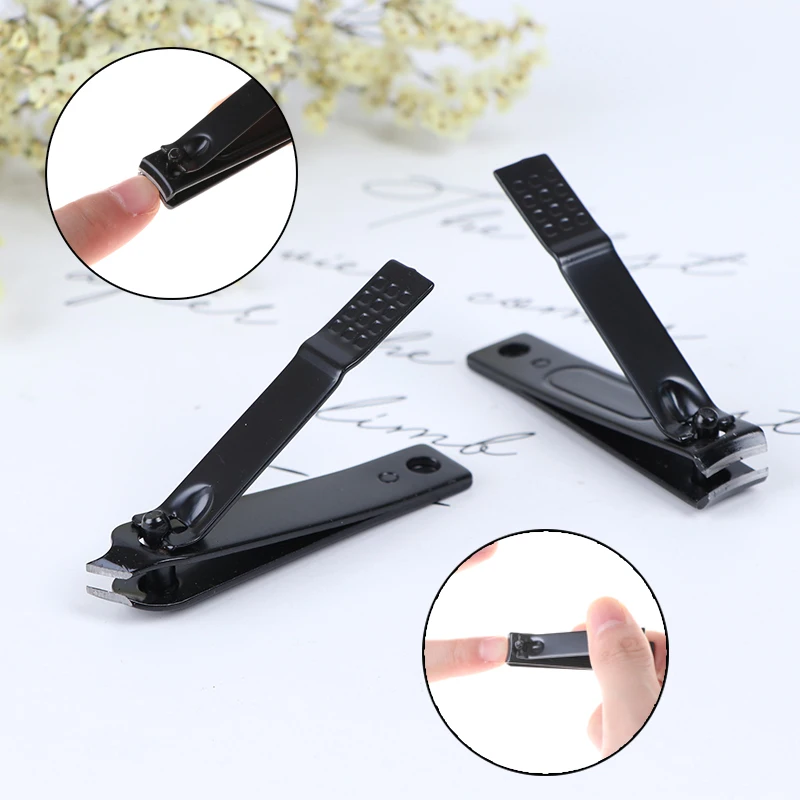 Professional Black Stainless Steel Toenail Clippers - Heavy-Duty Trimmer for Thick/Ingrown Nails