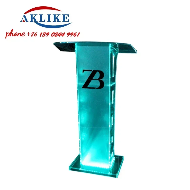 2024 AKLIKE Stand Acrylic Podium Glass Church Pulpit Designs Clear Rostrum Plastic Lectern With Lights Free Shipping Furniture image 6