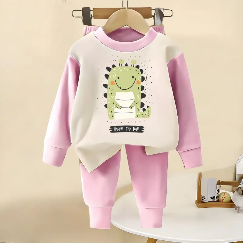 Herbst-Winter Jungen- und Mädchen-Mode Langarm-Heimkleidungssets Kinder Weiche Unterwäsche Anzug Kinder-Pyjamas Schlafanzug – Detail 5