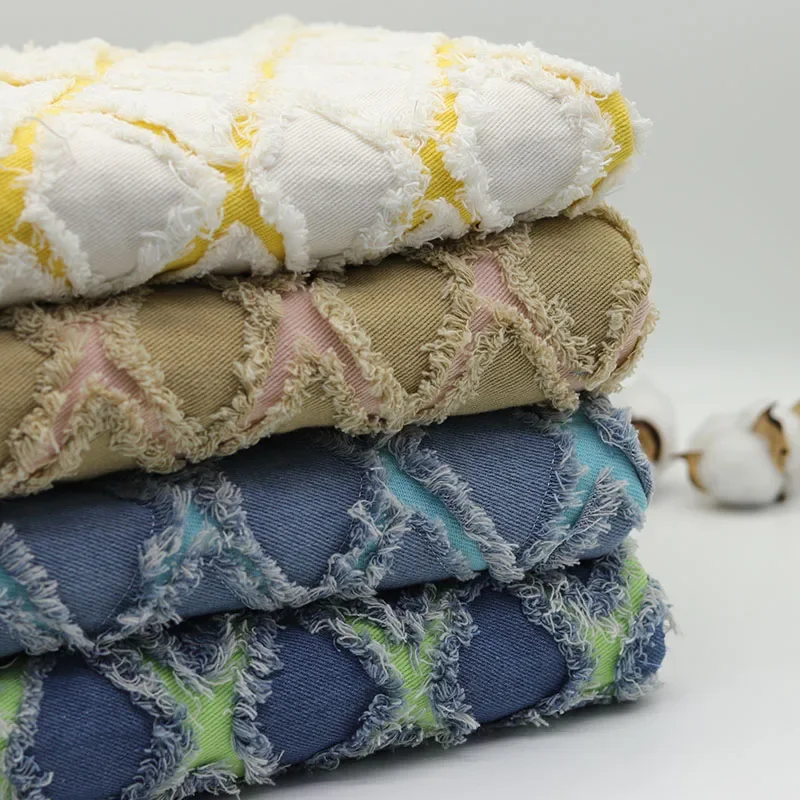 

Промытая ткань из чистого хлопка, двухцветная двухслойная стеганая ромбовидная вышивка для дизайнерской сумки для одежды, шитье своими руками