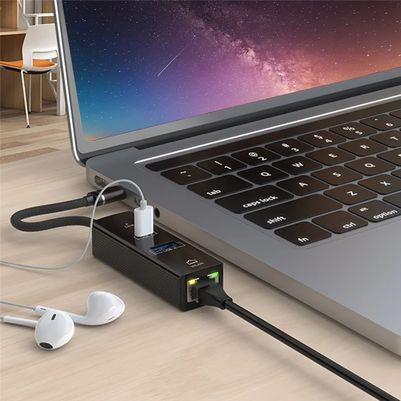 

Конвертер 3в1 со светодиодной подсветкой USB-A, офисные аксессуары для мобильного телефона, планшета, ноутбука, черный-ABIU