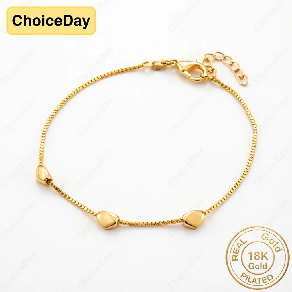 18K Gold Plated Delicate Triangular Bracelet for Women, Fashionable Engagement Jewelry Gift Accessories