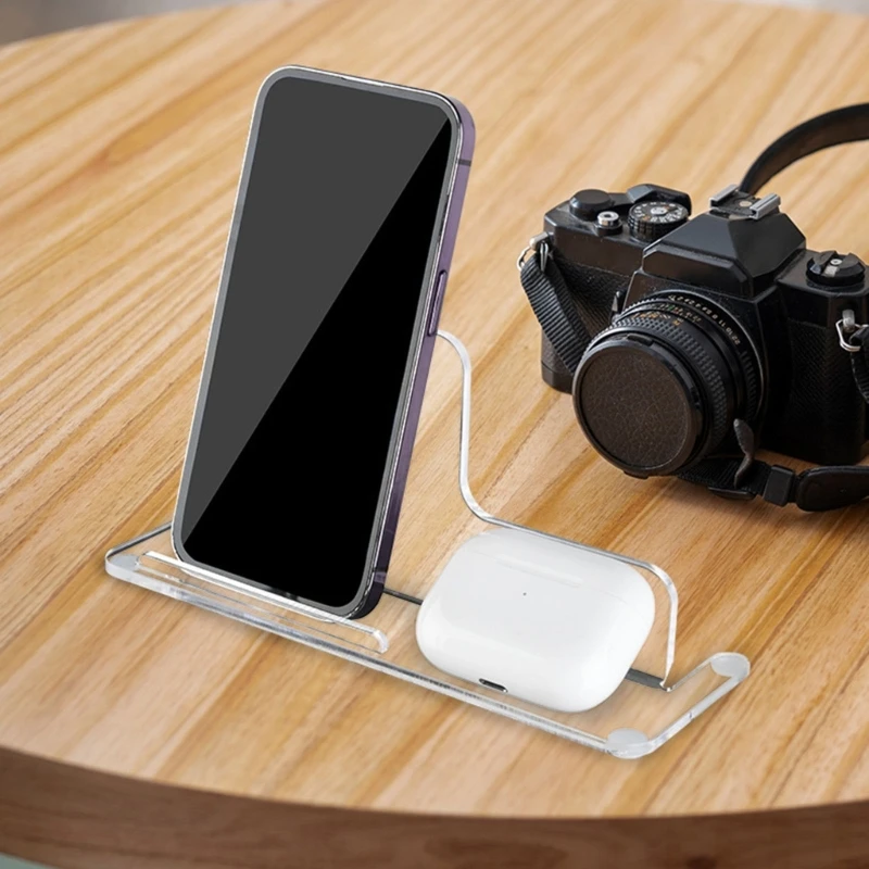 

Clear Acrylic Phone Headphone Desk Dock Support Adjustable Viewing and Antislip Features For Students Dropshipping