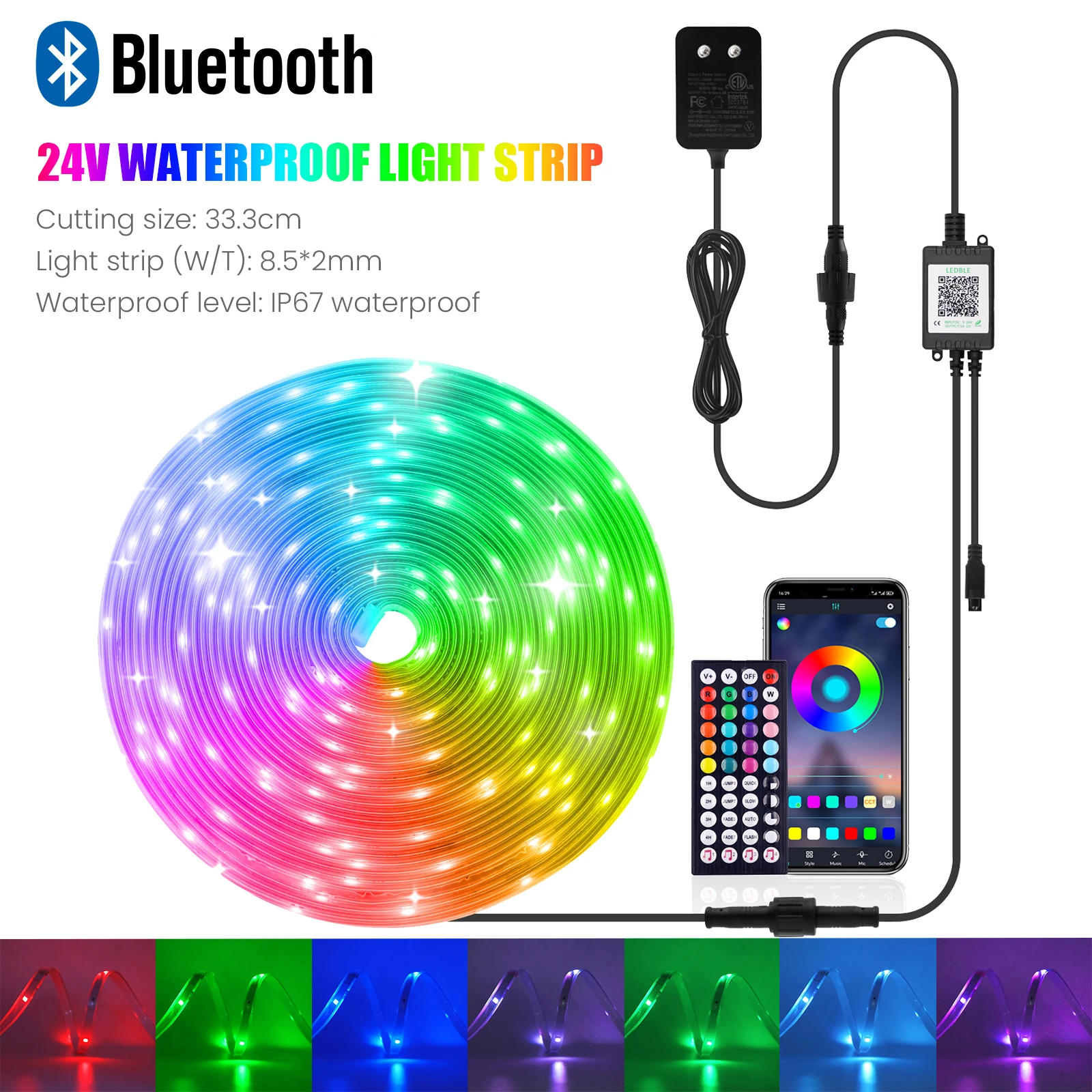 

5m 10m 20m 30m 60m RGB LED Lights Strip with 44 Key Remote Control Color Changing Smart RGB LED Tape for Home Party Decoration