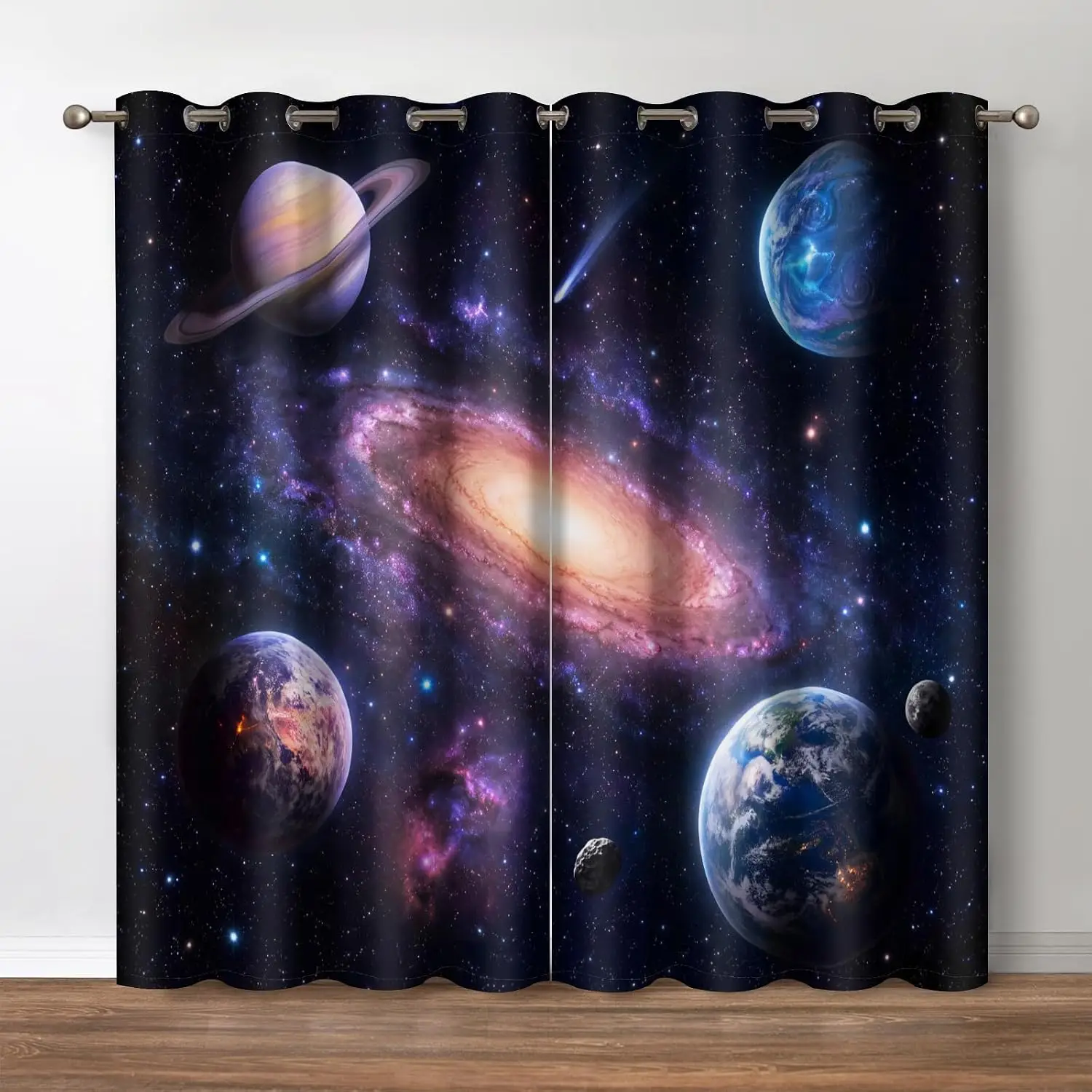 Galactic Space Galaxy Nebula Planets Curtain Tapestry Cosmic Universe Backdrop Abstract Design Bathroom Shower Curtains Window H