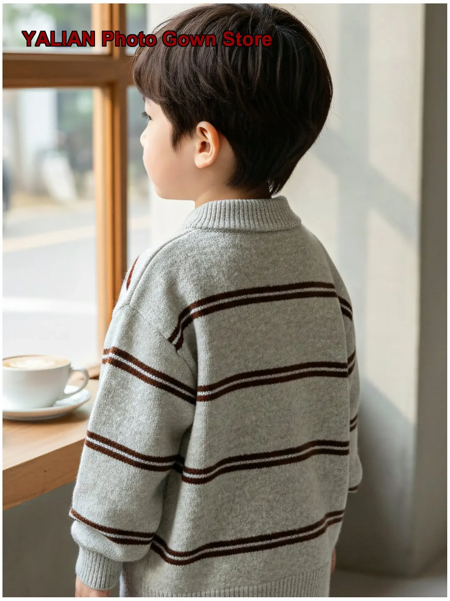 Boys Striped Knit Cardigan Jacket Little Boys Casual Stylish Outerwear Fashionable