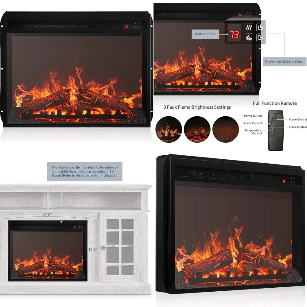 23 مدفأة كهربائية صديقة للبيئة مع صوت حريق واقعي، سخان مدمج، جهاز تحكم عن بعد للاستخدام الداخلي #1
