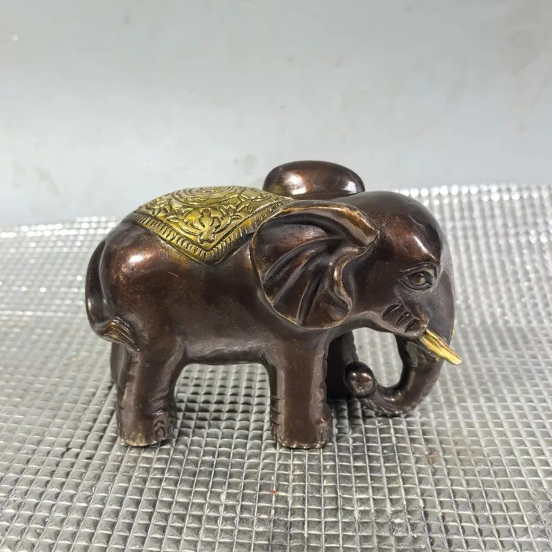 A pair of ornaments, water-absorbing fortune copper elephant crafts, large size for living room and wine cabinet