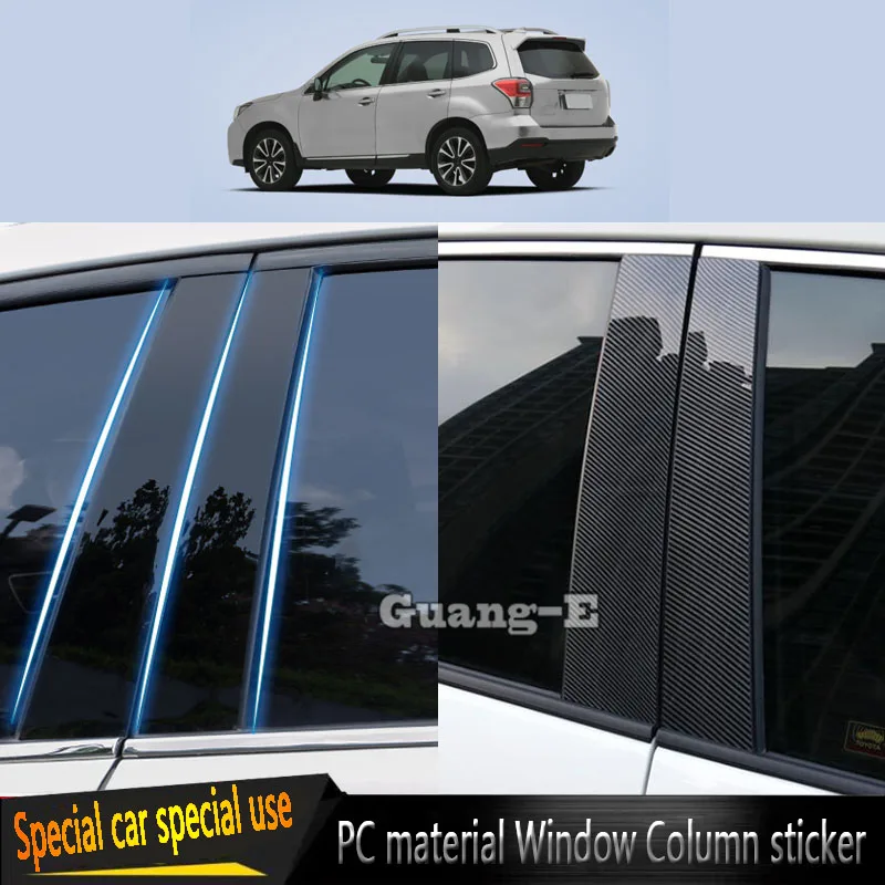 For Subaru Forester 2013 2014 2015 2016 2017 2018 Car PC Material Pillar Post Cover Door Trim Window Molding Sticker 8pcs