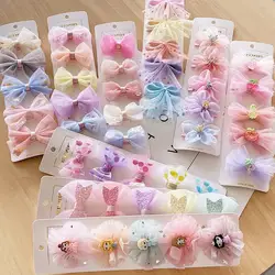 Korean version of children's net yarn bow wrap hair clip hair accessories do not hurt hair