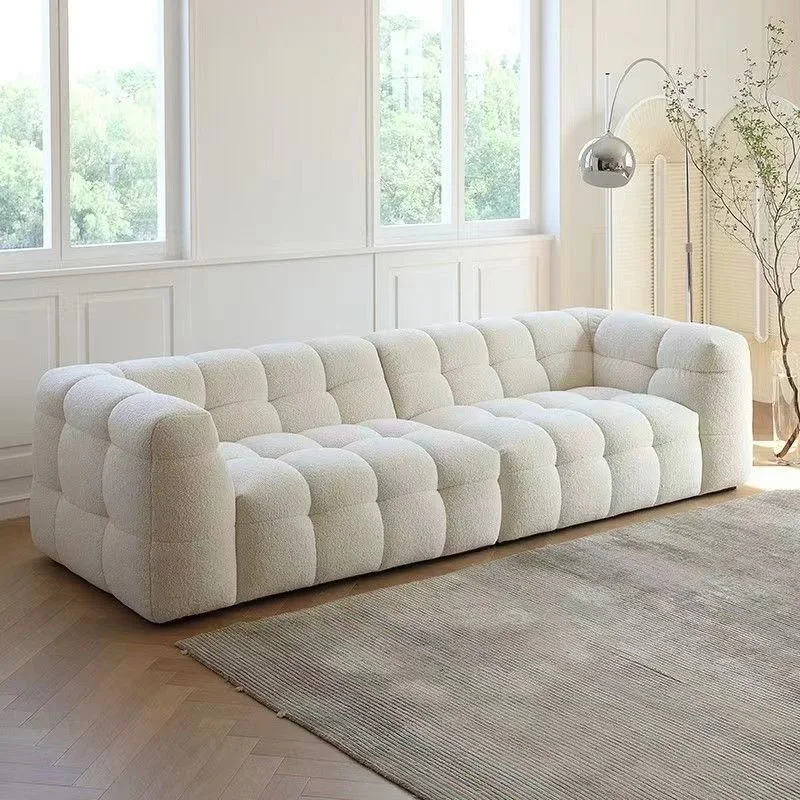 Modern Luxury Living Room Furniture Velvet Fabric Three Seat Sofa Villa Hotel Lobby Couch Straight Row Pull-up Sofa Set