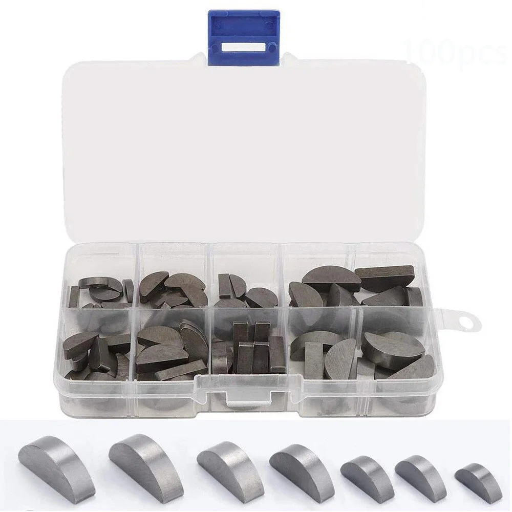 

100PCS Semi-circular Carbon Steel Woodruff Keys Crescent Key Round Key Pin Semi-circular Bright Key M3-M6 C-shaped Health Pin