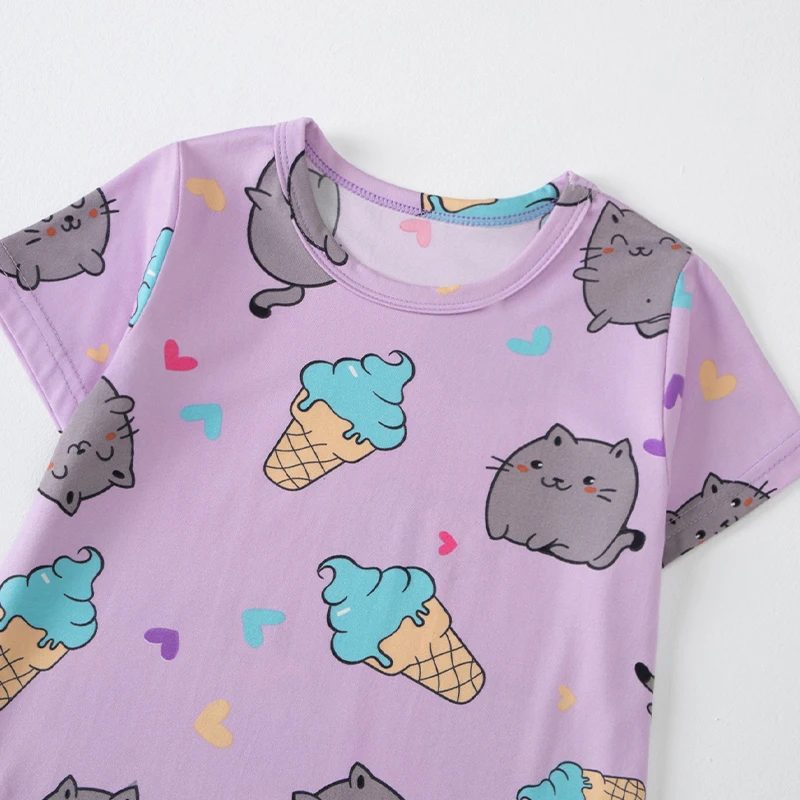 3-teiliges Set aus Sommer-Kurzarmshirts, Shorts und Hosen für Jungen und Mädchen, bunter, lässiger, bedruckter, süßer Anzug – Detail 20