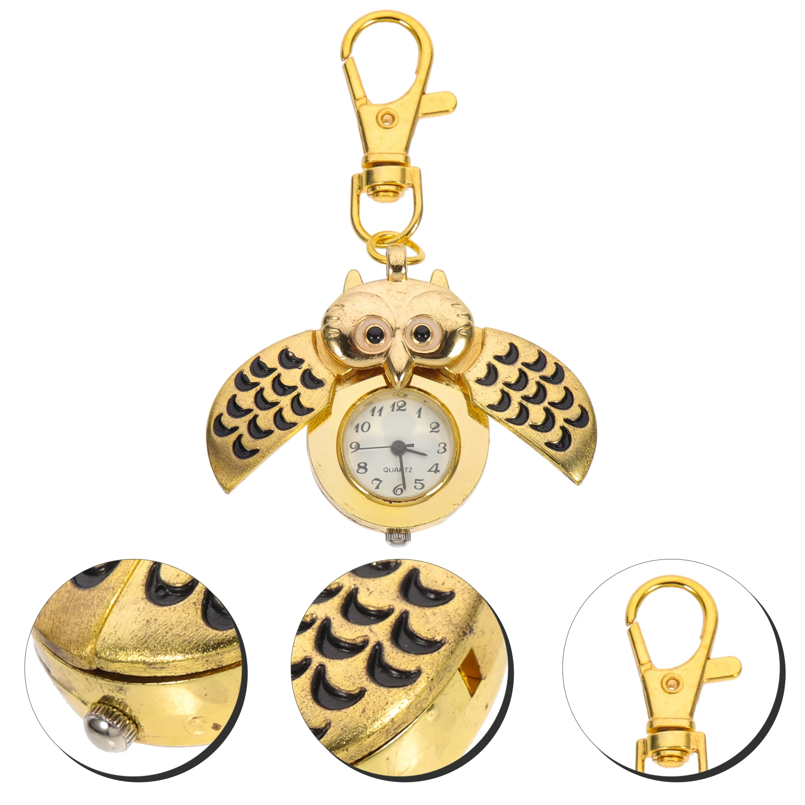 

Cartoon Pocket Watch Owl Design Durable Material Small Size Decorative Ornament Chain Women Practical Easy Time Reading