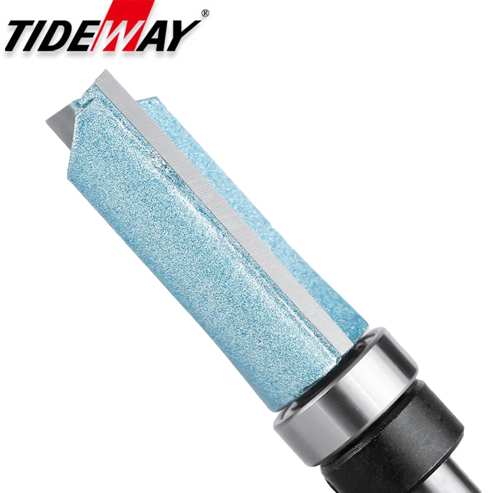 Tideway 1pc 1/2 "1/4" シャンクフラッシュトリムルータービット木工用タングステン鋼ストレートビット、ベアリングフライスカッター付き