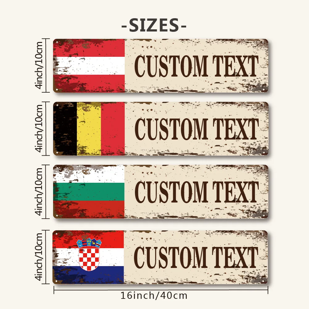 

1pc Fashion Belgium Flag Personalized Text Tin Painting For Living Room Decor Customized Name Iron Poster Bedroom Decor