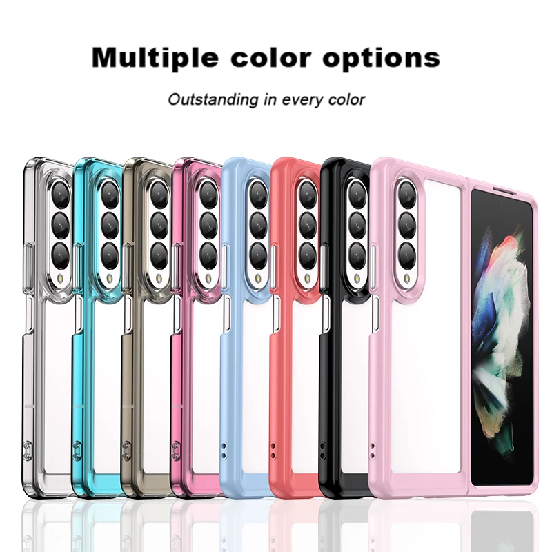 For Samsung Galaxy Z Fold 4 Case For Samsung Z Fold4 Case Luxury Silicone Clear Bumper Silicone TPU Case Galaxy Z Fold 4 Cover