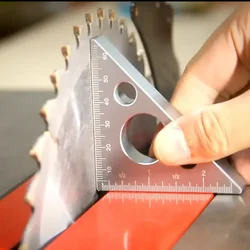 Aluminum Esquadro Ruler, 45/90 Degree Frosted Right Angle Gauge, Triangle Ruler with Both Imperial and Metric Scales