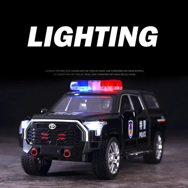 1/32 Tundra Alloy Pickup Car Model Diecasts & Toy Metal Police Off-Road Vehicles Car Model Simulation Sound and Light Kids Gifts