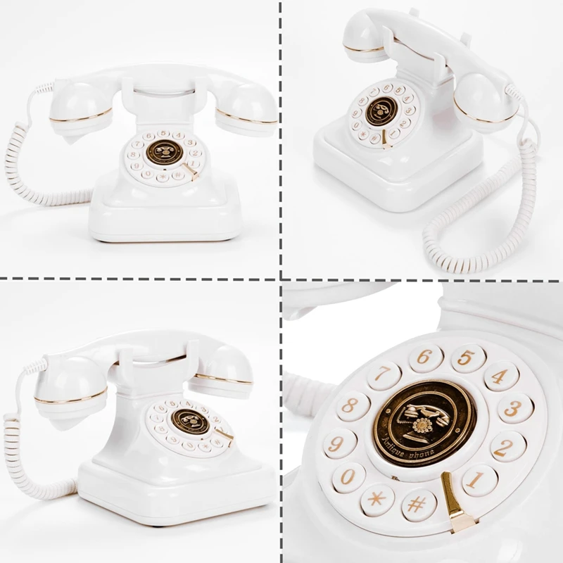 Retro Style Wired Dial Telephone Plug-In Home Fixed Landline Antique European Office Telephone Fashion Decoration