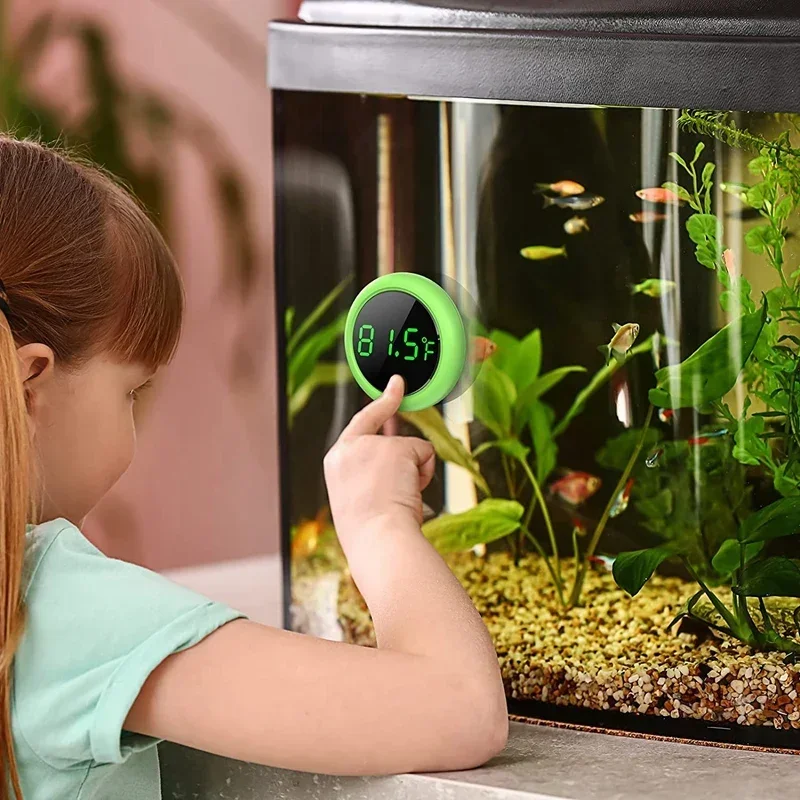 Aquarium Self-Adhesive Thermometer LCD Digital Fish Tank Mini Thermometers Large Screen Monitor Terrarium Temperature Meter0-60℃