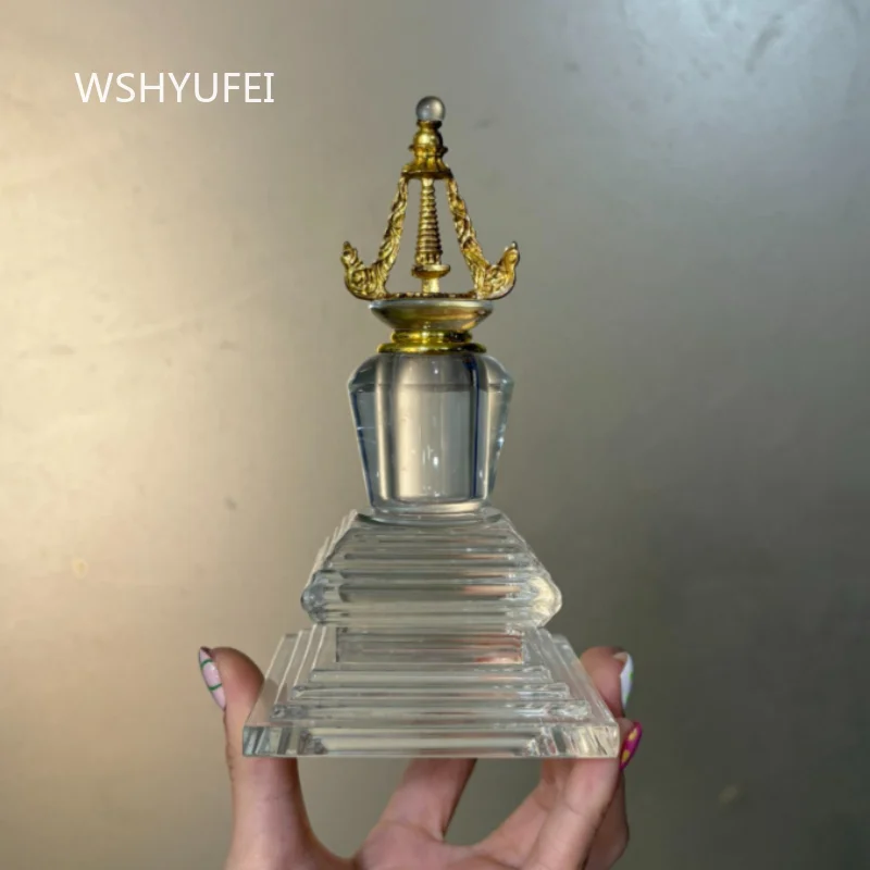 Glass Bodhi Pagoda Chinese Style Trumpet Stupa of Relics Buddhist Supplies Offering Ornaments Buddhist Hall Decoration