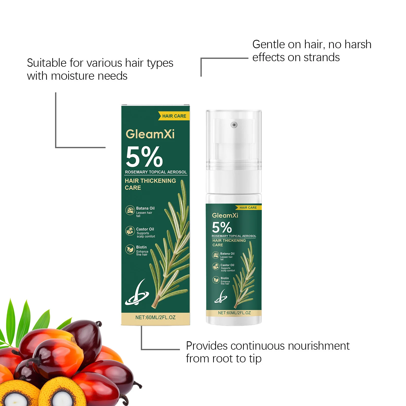 Rosemary Hair Thicken Spray Repair Damaged Nourishing Scalp Smoothing Anti Loss Growth Non-greasy Moisturizing Conditioner Spray