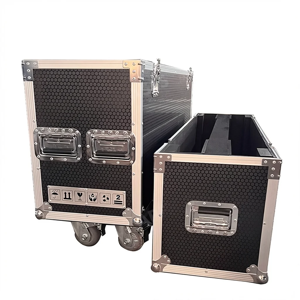 Heavy Duty 55 Inch LED LCD Plasma Flight Case, Dual Screen Storage, Fireproof Lining, 3-Year Warranty, Castors