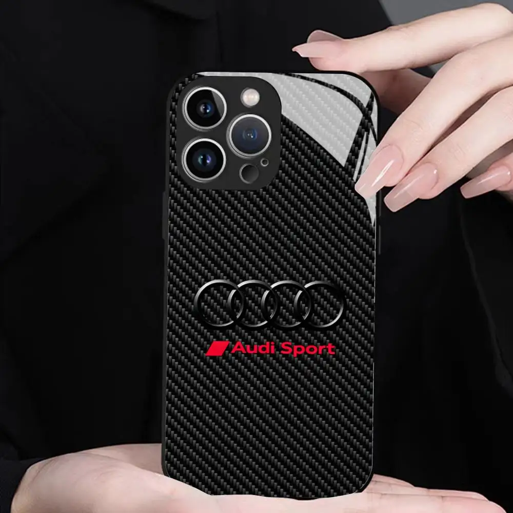Etui na telefon Audi Sports-S do iPhone 17 16 15 14 13 12Pro Max Xr Air Plus, czarne, srebrne, twarde etui ochronne — zdjęcie produktu 3