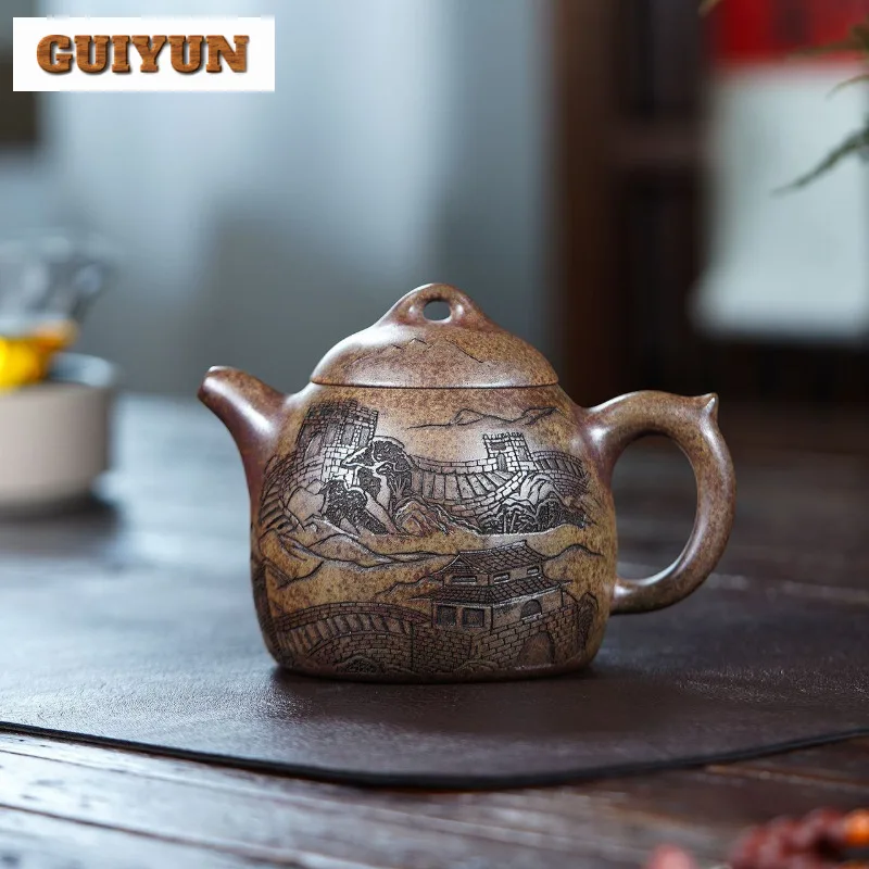 

450 мл Бутик Исин Фиолетовые глиняные чайники Ручная работа Qin Quan Горшок Сырая руда Фарфоровая грязевая чайница Чайник Чайный сервиз Zisha