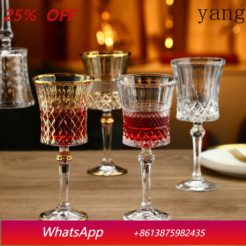 

2Pcs Diamond Love Crystal Red Wine Glass Set Goblet Household European Light Luxury High-end French Wine Glass
