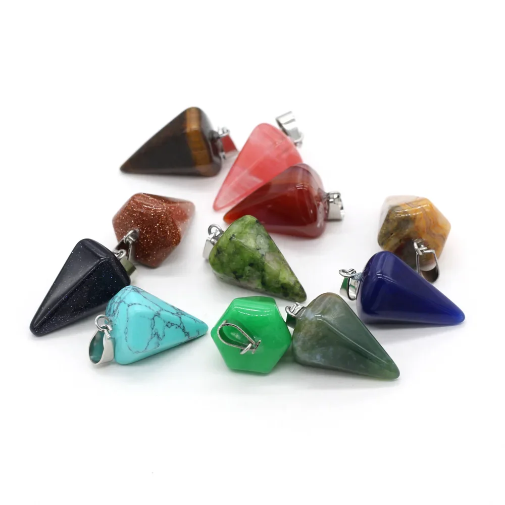 5 PCS Charms Natural Stone Pendants Turquoise Agates Conical for Jewelry Making DIY Necklace Accessories Size 12x18mm