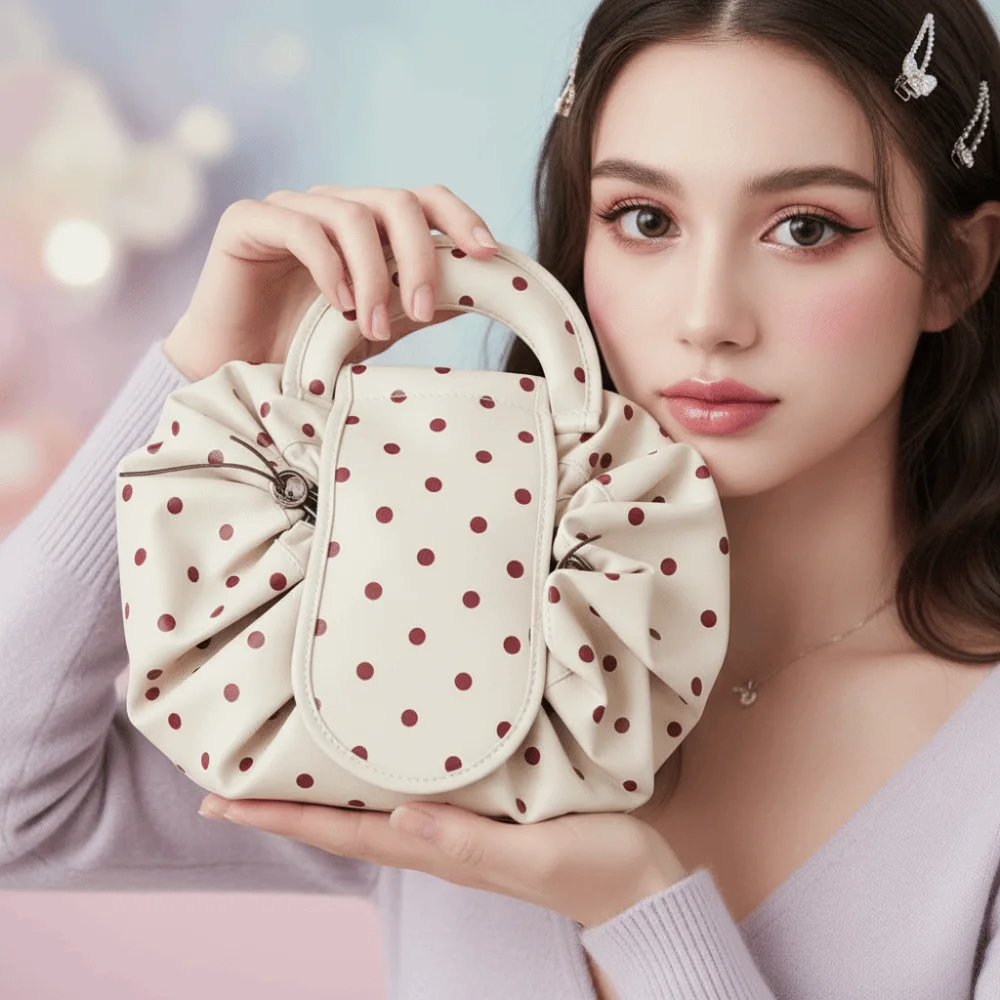 Waterproof Drawstring Makeup Pouch Portable Washable Lazy Travel Organizer Soft Spacious Large Capacity Toiletries Women