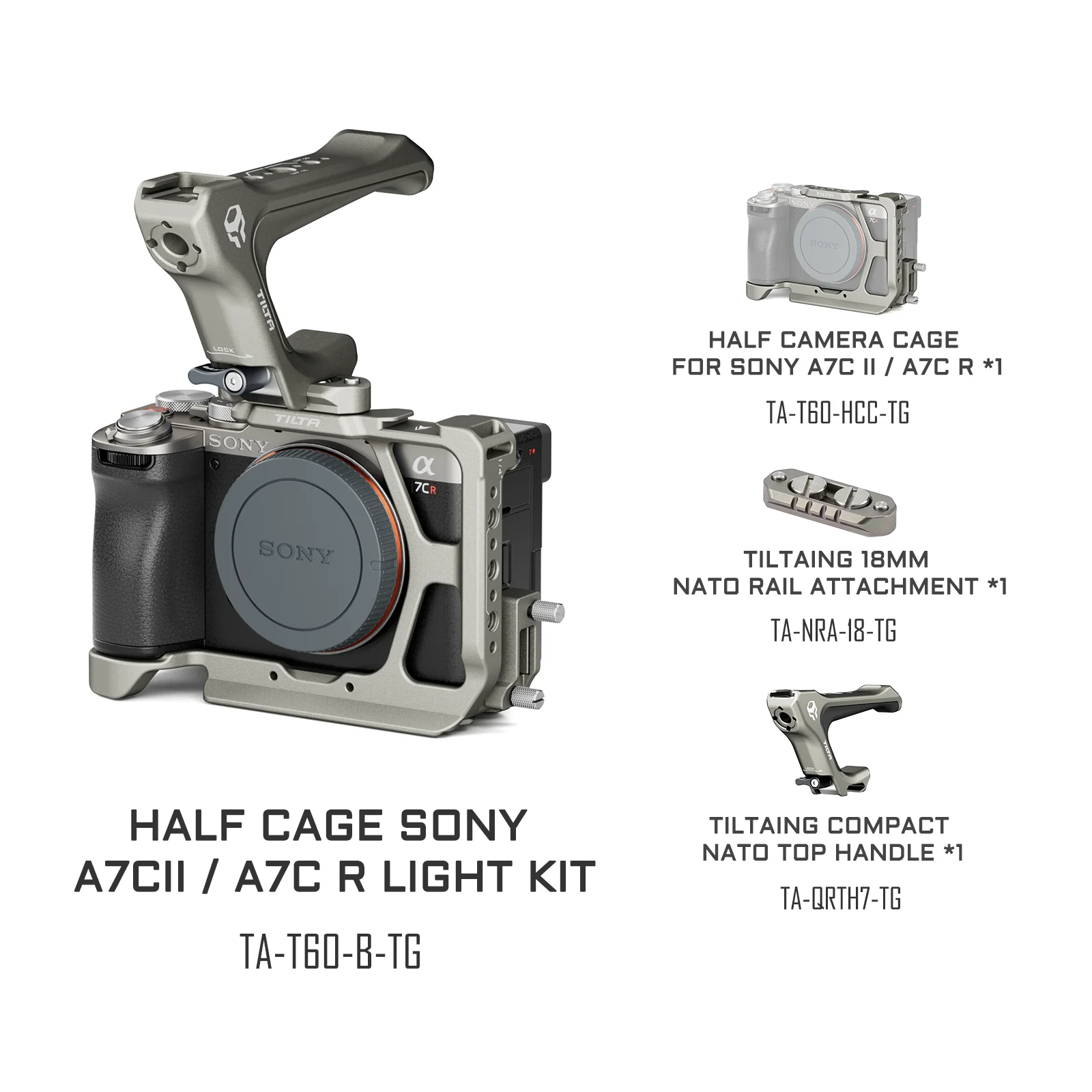 TILTA a7C cameracage voor Sony a7C II / a7C R voor Sony A7 C 2 R TA-T60-HCC-TG Halve Cage met HDMI-kabelklem