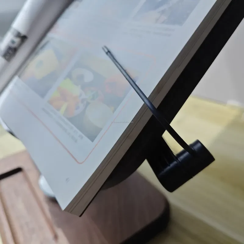 Adjustable Metal Phone Stand 360 Degree Rotating Holder Portable Desktop Bracket for Mobile Reading Solid Wood Base Laptop