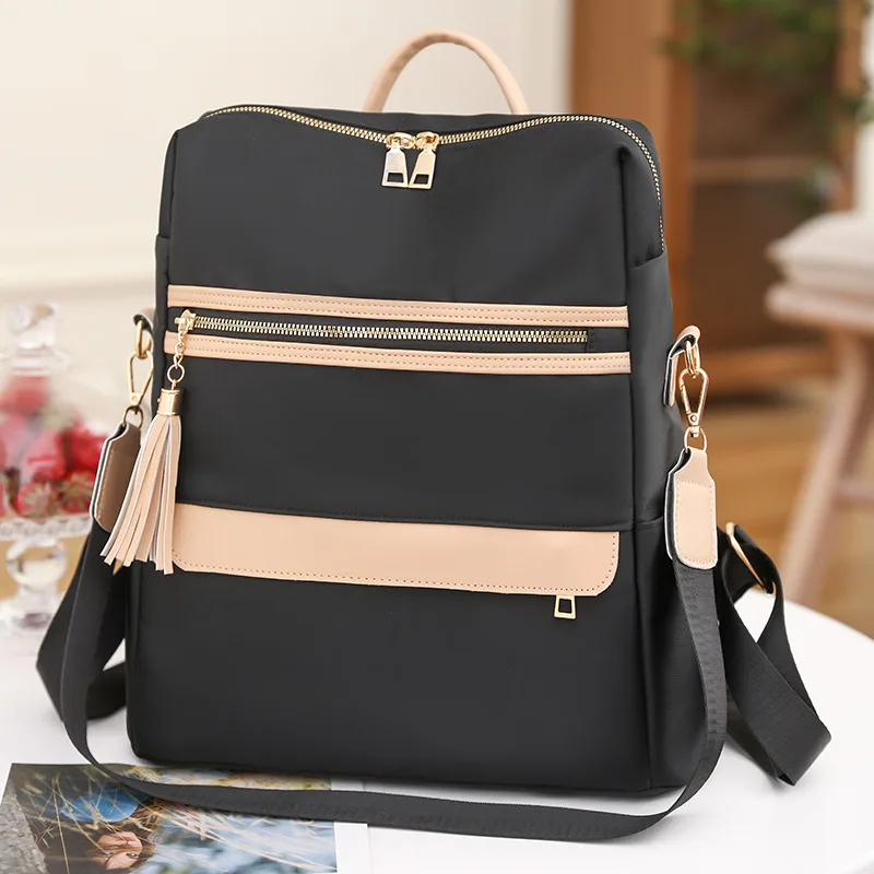 

Simple Black Large Capacity Backpacks Women Travel Bag Solid Harajuku Student Schoolbag Oxford Backpack Unisex Bags