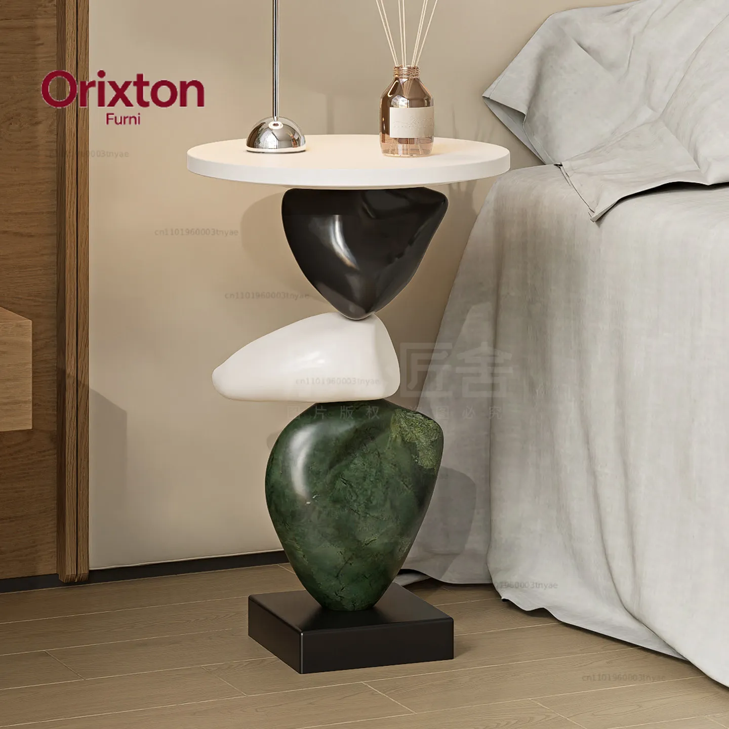 Stone to run side table, cream wind living room household room small coffee table sofa art corner table floor ornament