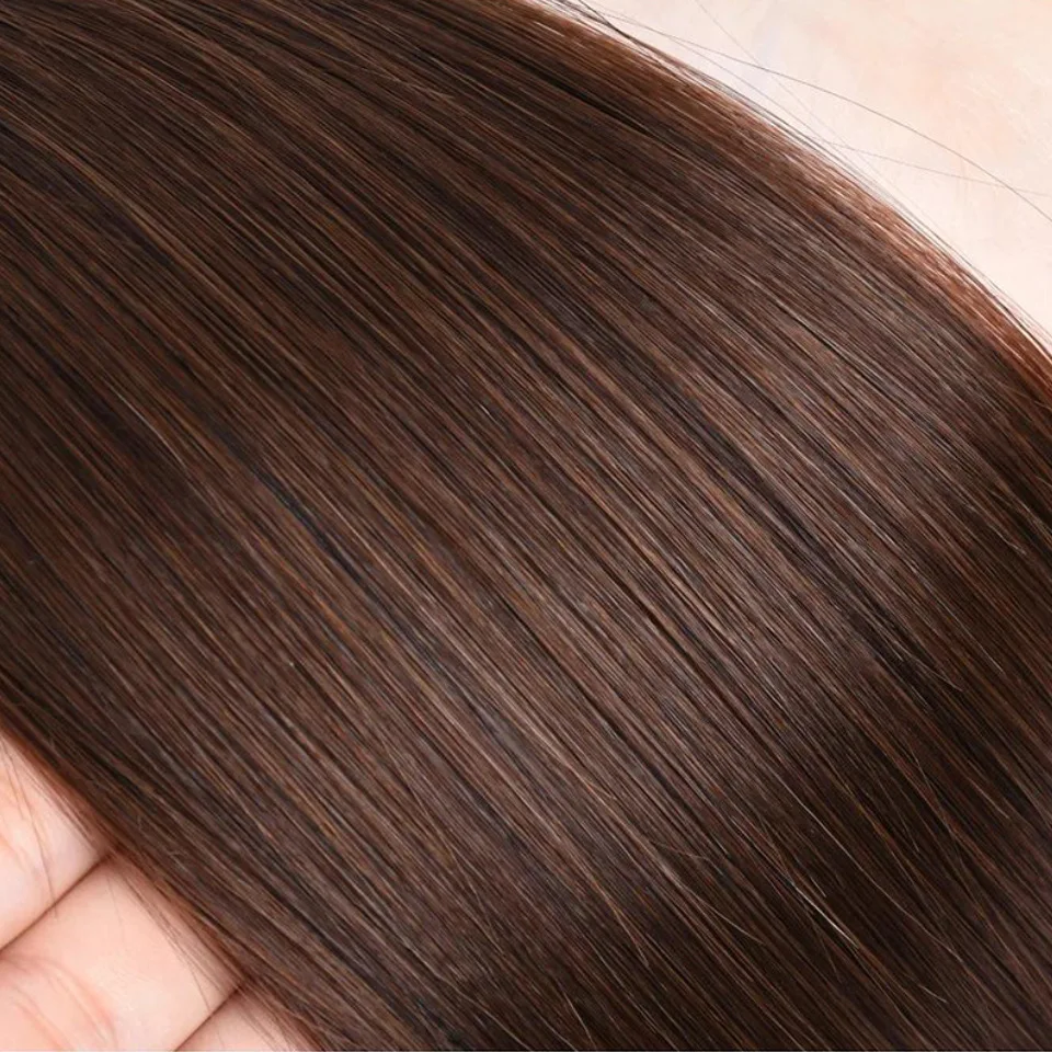 # 4 ブラウンカラーストレート人毛バンドル 100 グラム/個ダブルウェフトヘアエクステンション 12A グレードフルエンドブラジルバージンヘア